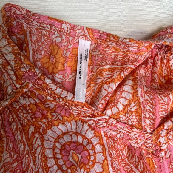 Anthropologie Ruffled Orange Red Sleeveless Blouse - Picture 8 of 8